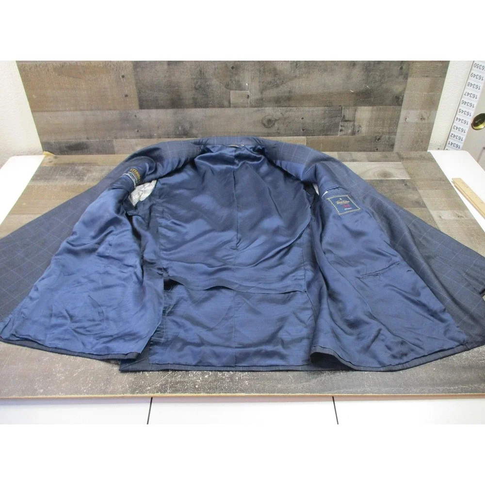 Brooks Brothers Blazer Mens 44 Regular Navy Windowpane 1818 Regent Wool Made USA